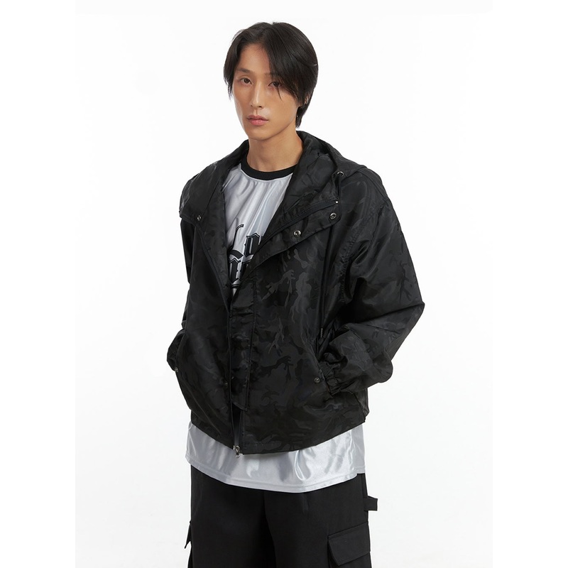 Men’s Camo Zip-Up Hooded Jacket IO402