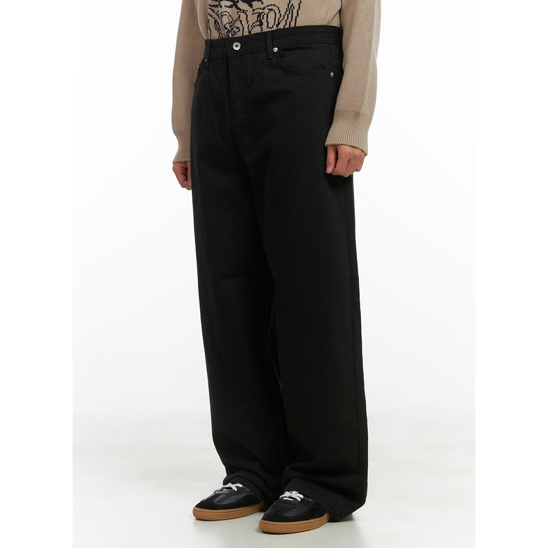 Men’s Cotton Wide Pants CO408|Black|Light beige|Beige|Dark green|Dark brown|S|M|L