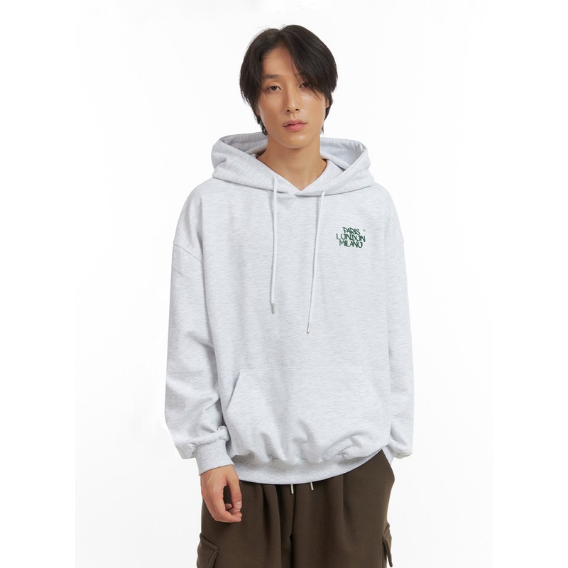 Men’s Embroidered Oversized Hoodie (White) IO417