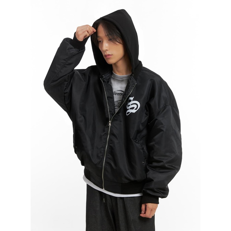Men’s Hooded Zip-Up Bomber Jacket IO402