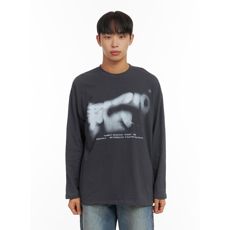 Men’s Long Sleeve Casual Graphic Cotton Tee CO408