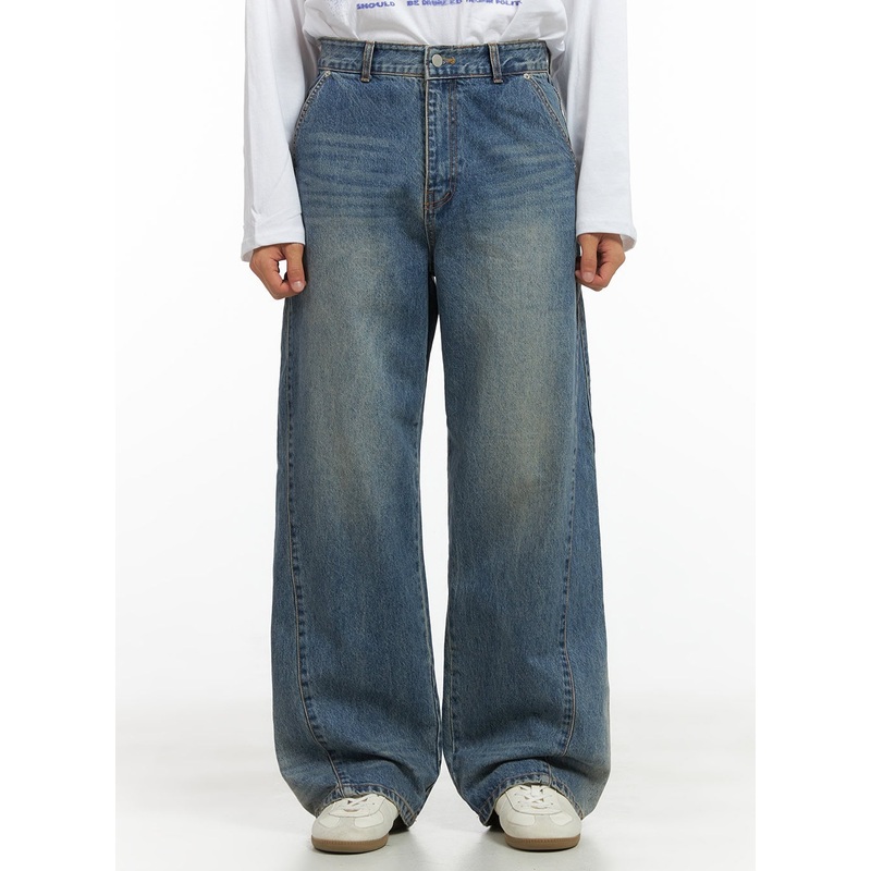 Men’s Subtle Stitch Wide Leg Jeans CO408