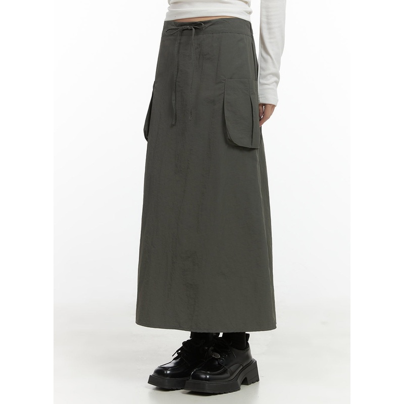 Nylon Pocket Cargo Maxi Skirt CO410