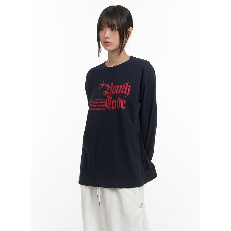 Oversized Lettering Long Sleeve Top CO410