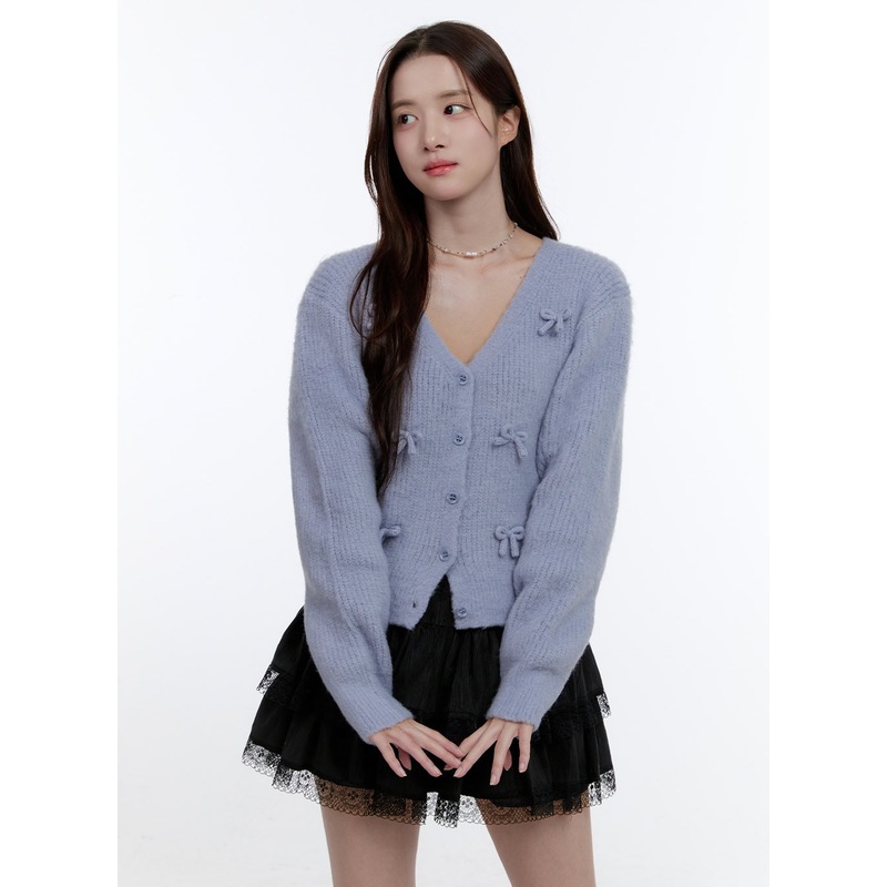 Ribboned V-Neck Cardigan OO407