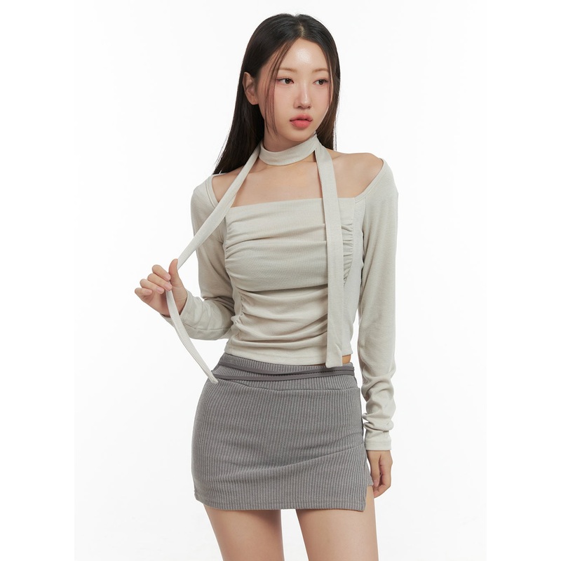 Shirred Square Neck Crop Top CO417