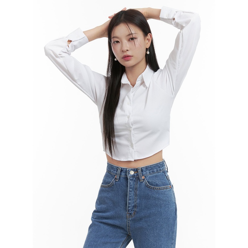 Slim Fit Crop Collar Shirt OO416