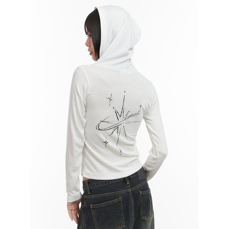 Slim Fit Hooded Long Sleeve Top CO410