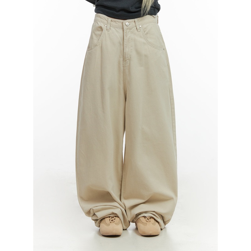 Solid Cotton Wide-Leg Pants CO415