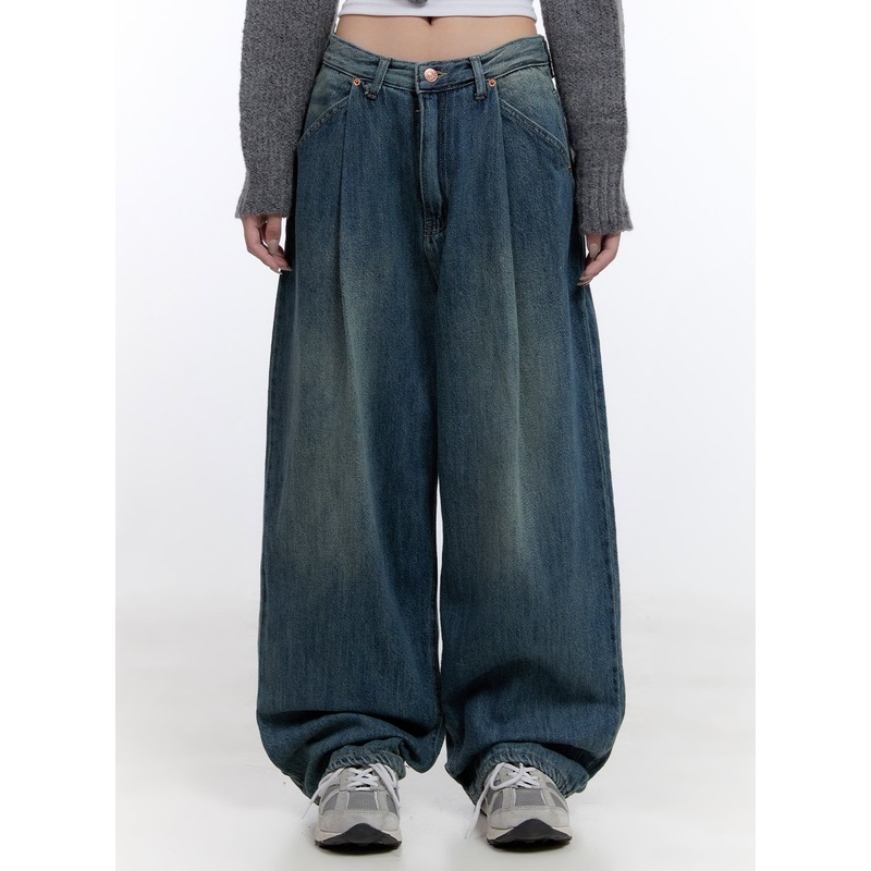 Taryn Pintuck Washed Baggy Jeans CO418