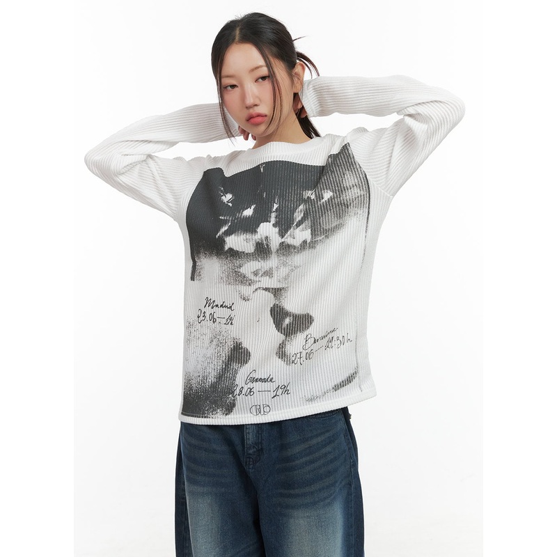 Vintage Print Long Sleeve Shirt CO417