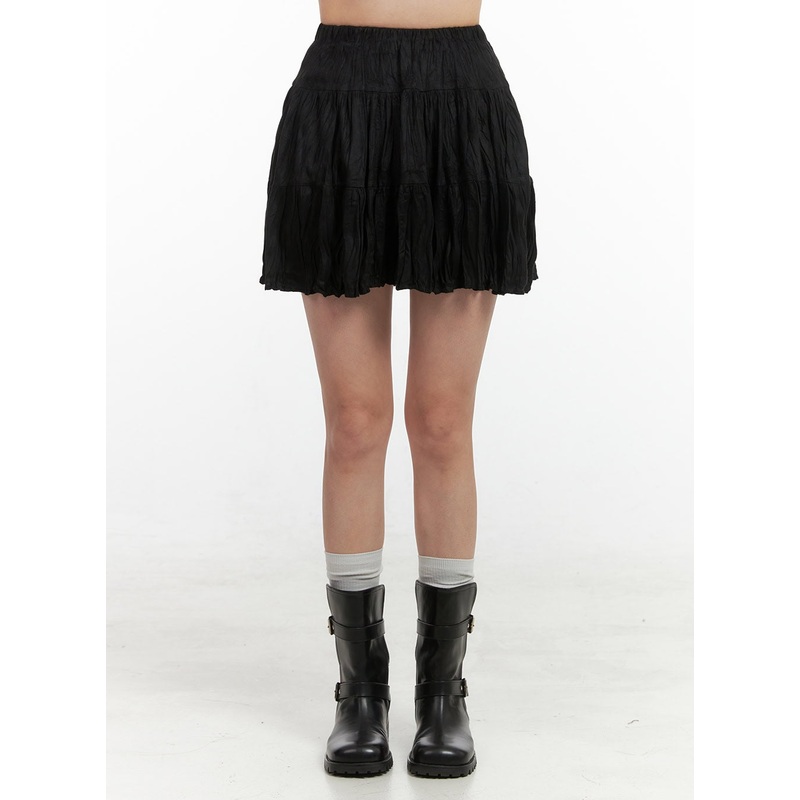 Wrinkled Ruffle Mini Skirt OO416