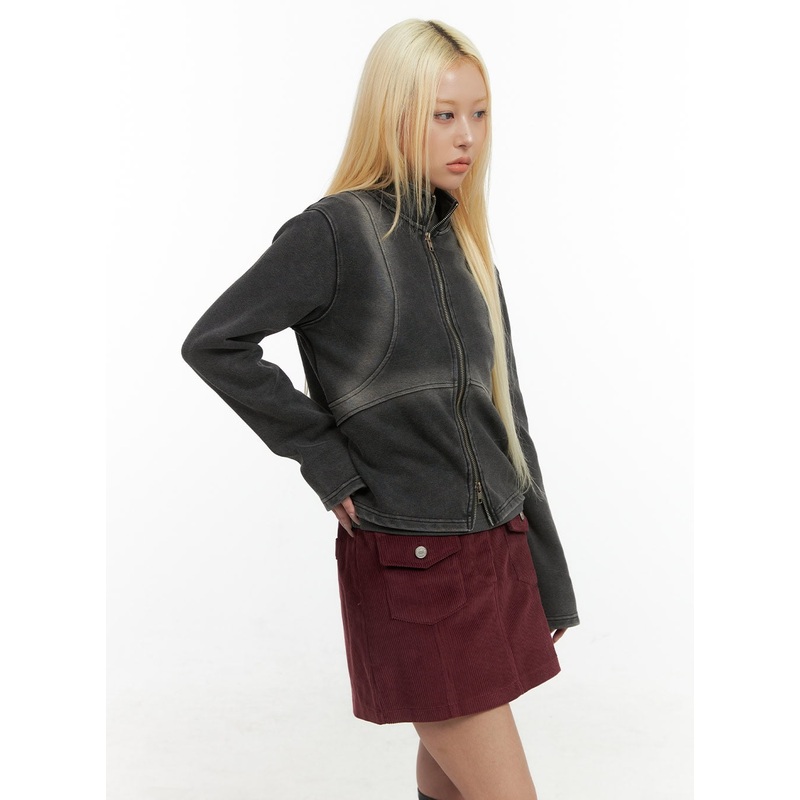 Zip Up Washed Pigment Two-Way Top CO415