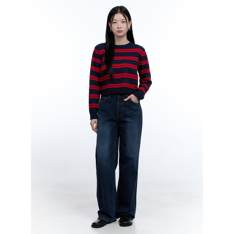 Amelia Wide-Leg Jeans OO429|Dark blue|S|M|L