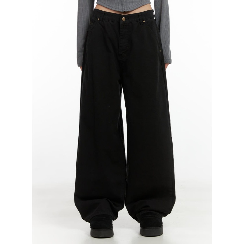 Comfy Solid Wide-Leg Trousers CO424