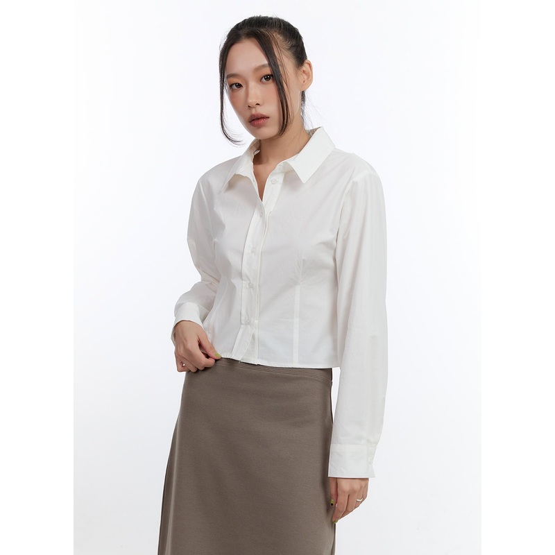 Cotton Pintuck Crop Shirt CN401