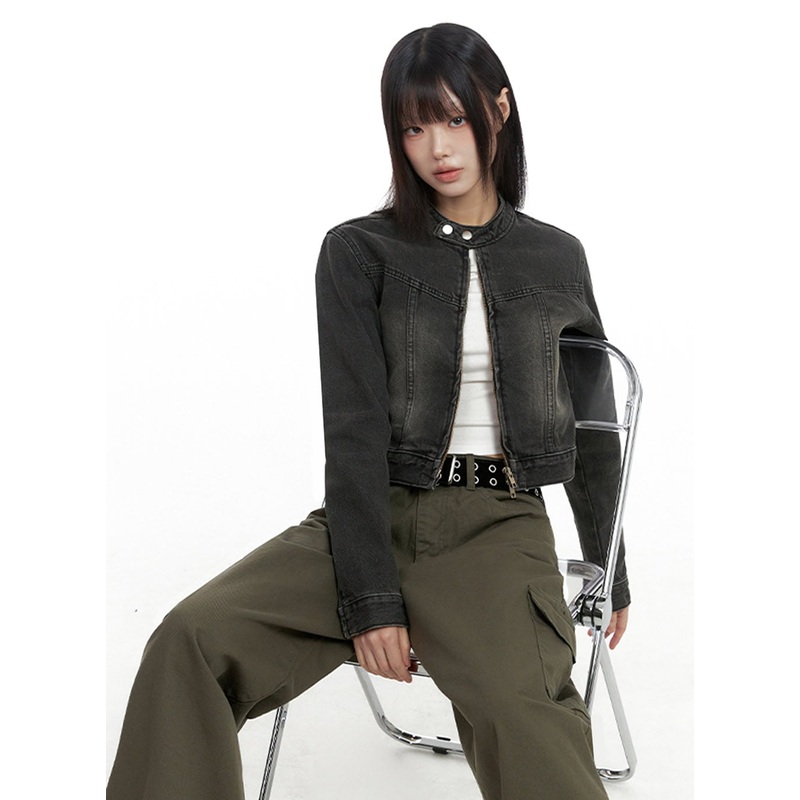 Denim Dream Crop Jacket IO430|Black|S|M