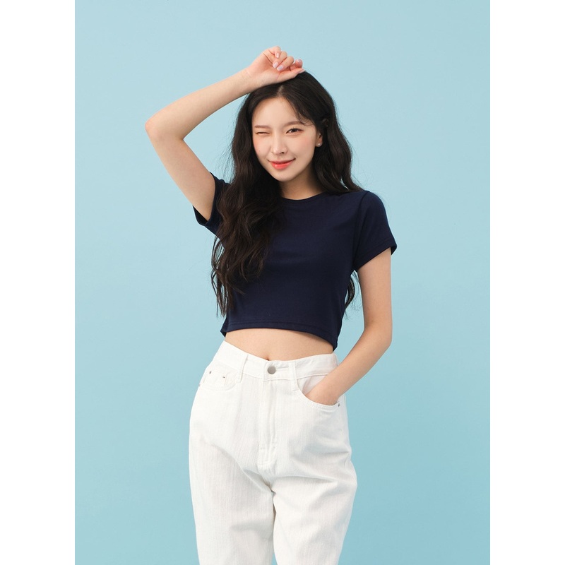 Everyday Cropped T-Shirt BJ03|Beige|Red|Blue|Navy|Black|Cream|S/M