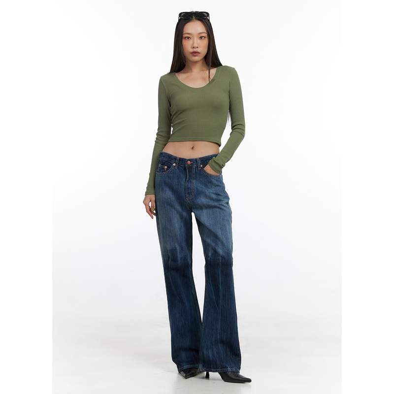 Freya Washed Blue Bootcut Jeans CO424