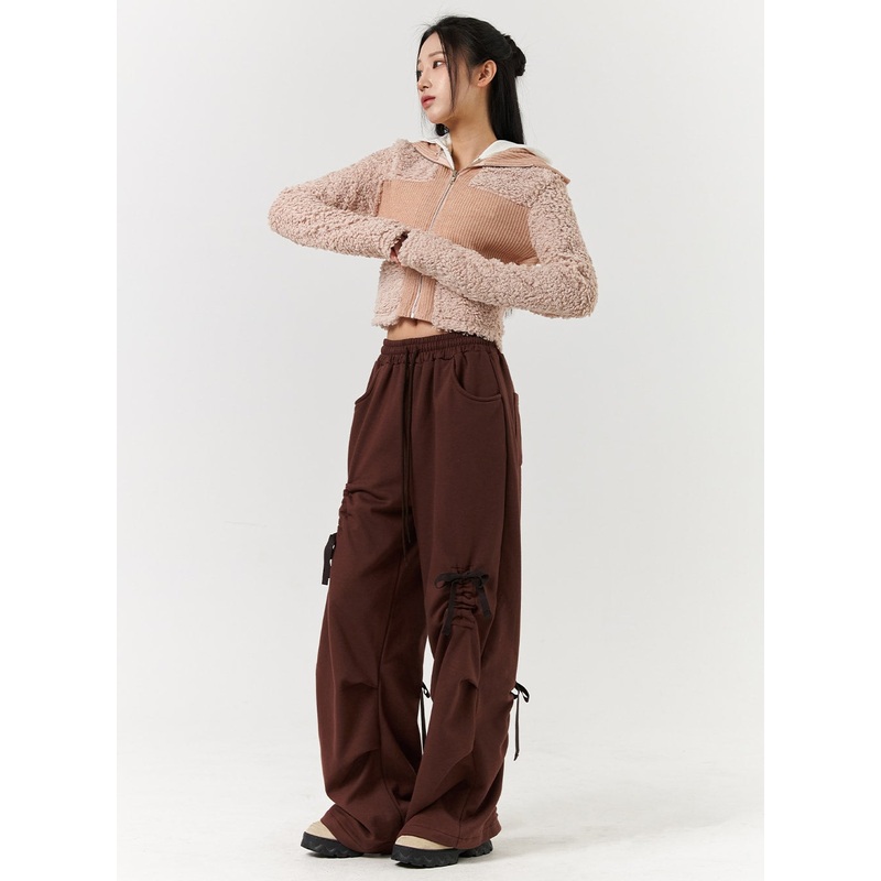 Knotted Solid High Waist Wide Leg Trousers CD322