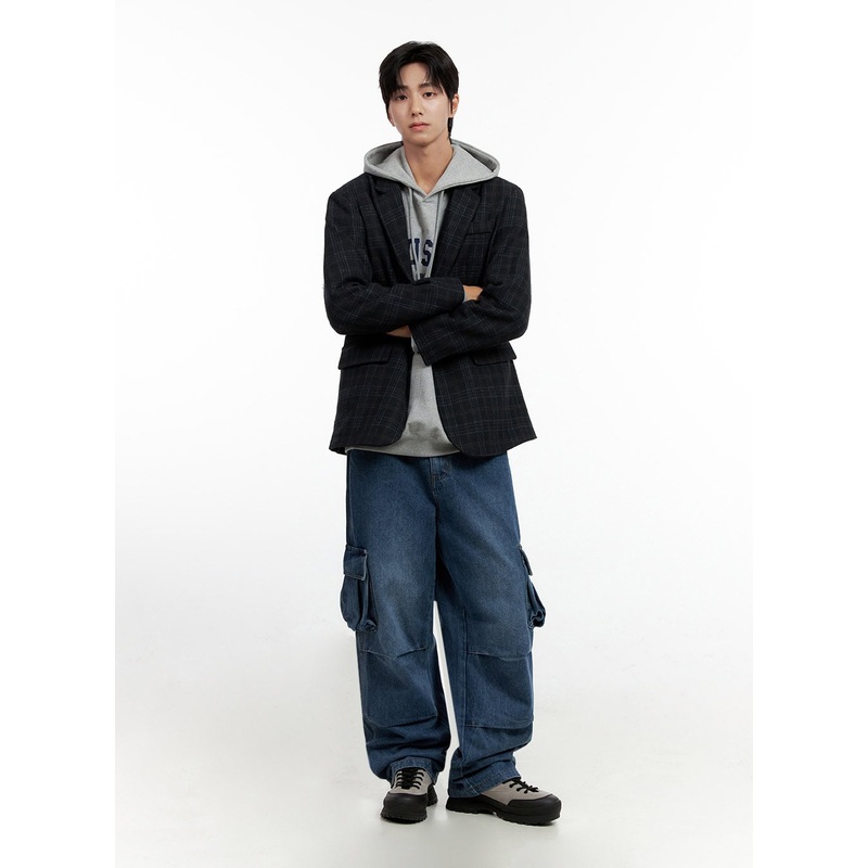 Men’s Cargo Pocket Wide Leg Jeans IN401