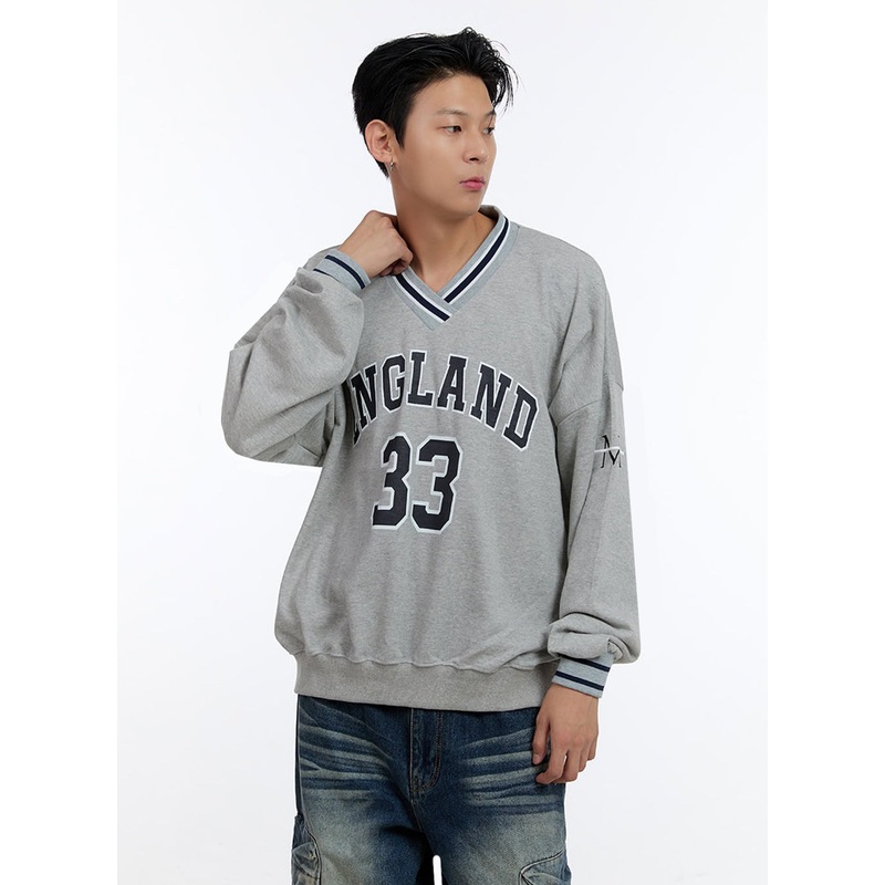 Men’s Jersey Print V-Neck Sweatshirt IO428