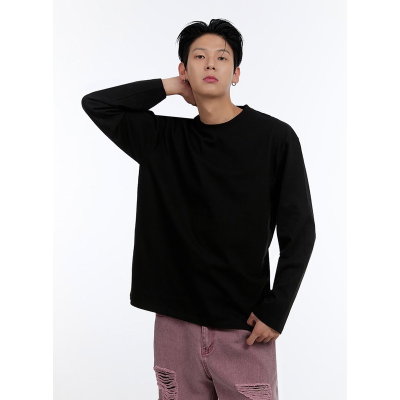 Men’s Soft Round Neck Long Sleeve T-Shirt IO428