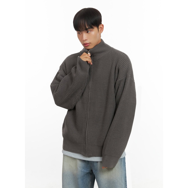 Men’s Turtle Neck Cable Zip-Up Knit IO420