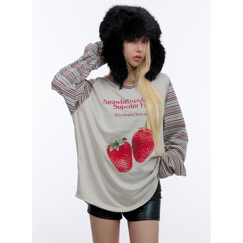 Oversized Graphic Stripe Tee CO423