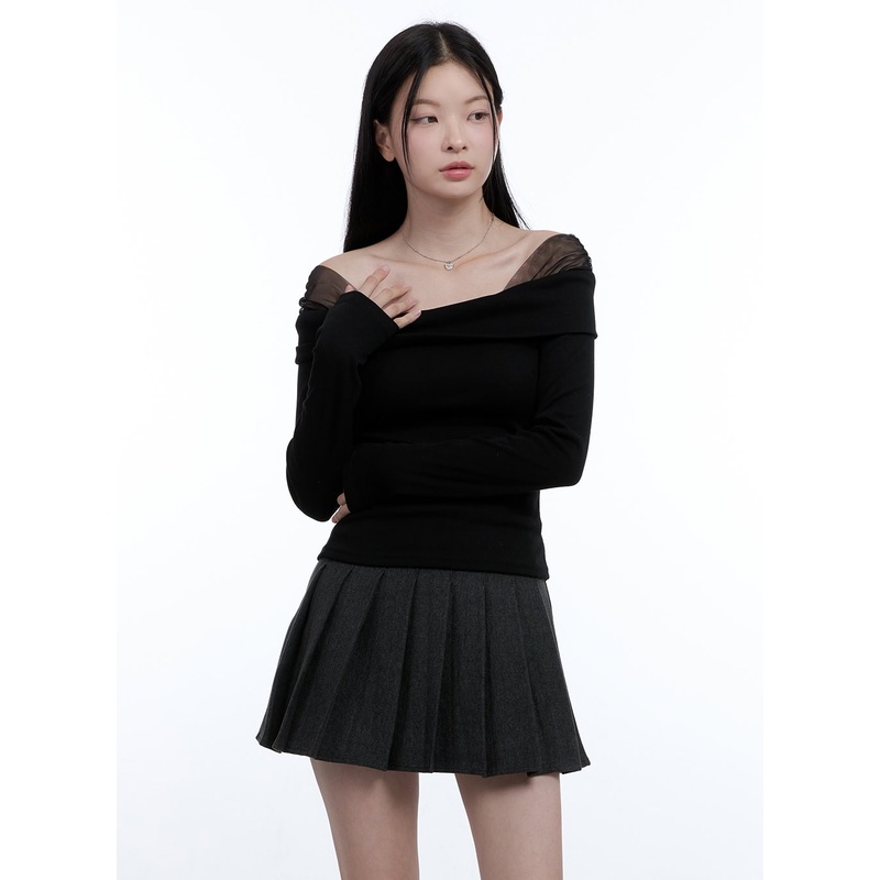 See-Through Off-Shoulder Top OO429