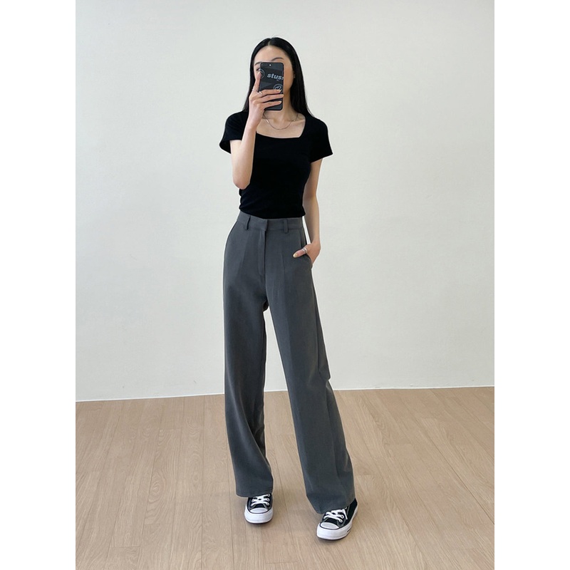 Semi Wide Pants F26|Gray|Black|S|M|L|XL