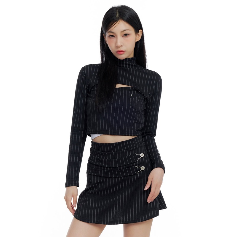 Striped Cut-Out Crop Top CO426