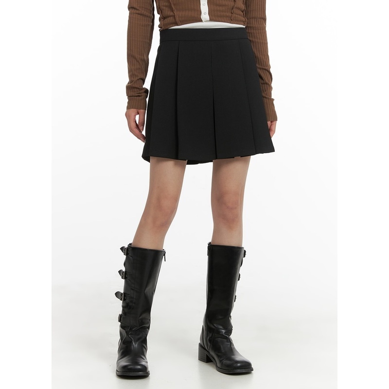 Waist Banding Pleated Mini Skirt CM427