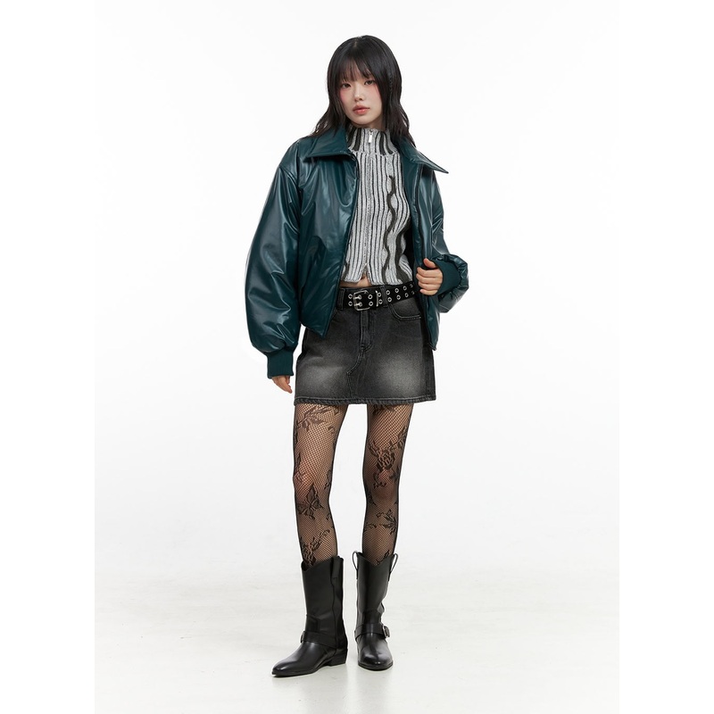 Washed Denim Mini Skirt IO430|Black|S|M|L