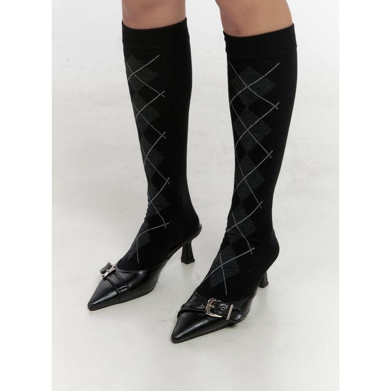 Argyle Cotton Long Socks CN415
