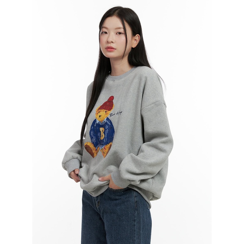 Bear Graphic Crewneck Sweatshirt ON408