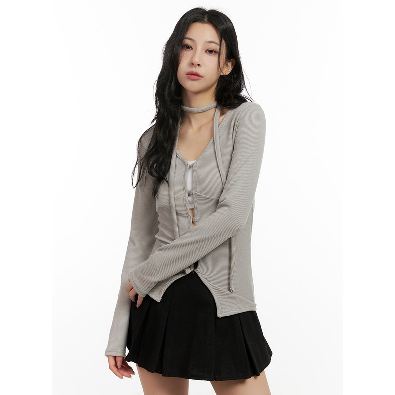 Buttoned V-Neck Slim-Fit Cardigan CN416