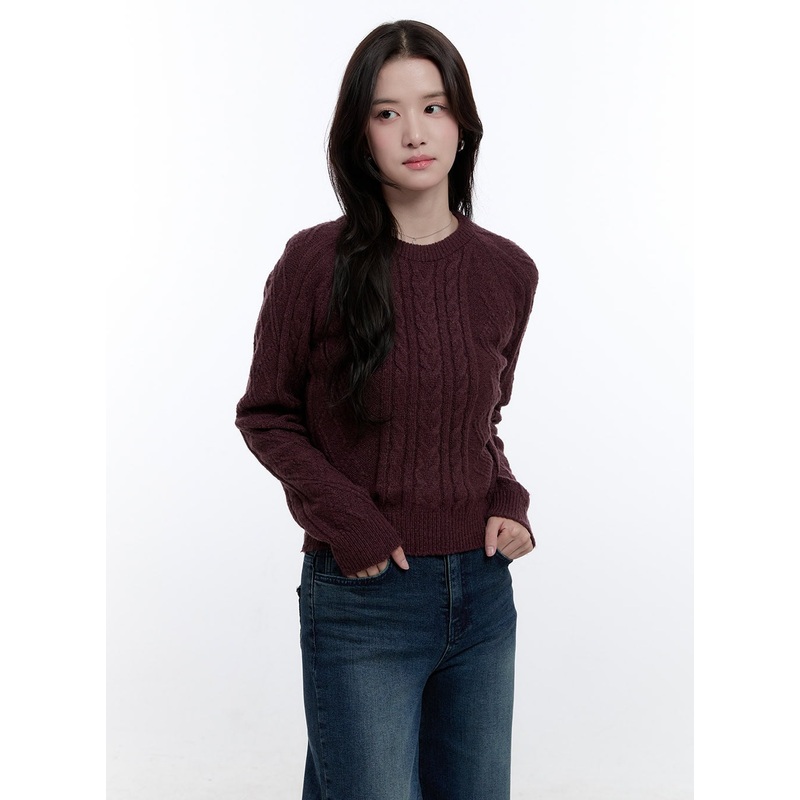 Cable Knit Round Neck Sweater ON418