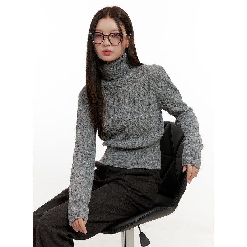 Cable Knit Turtleneck Sweater ON422