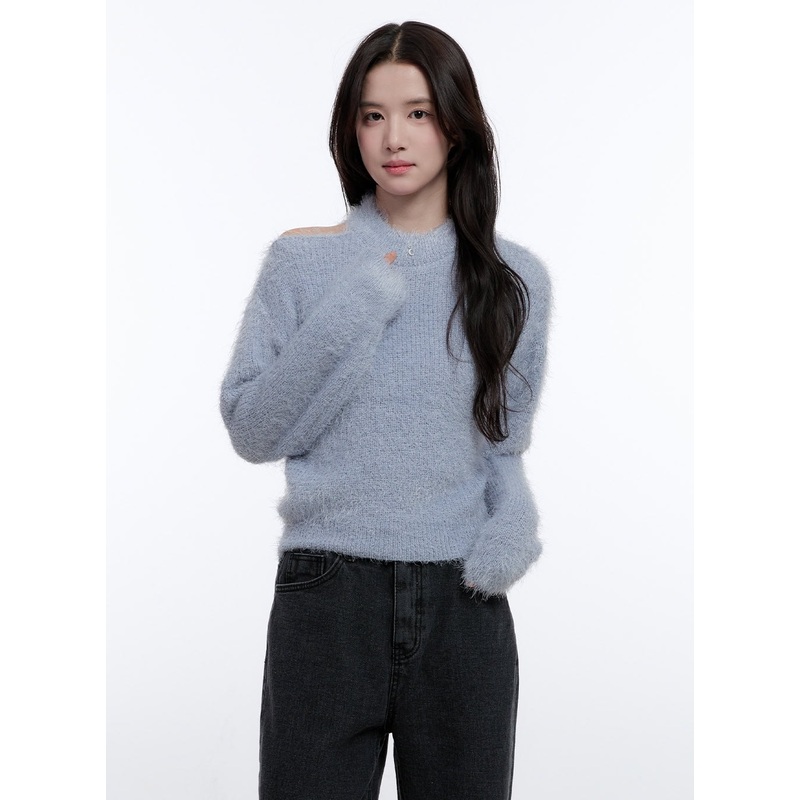 Chic Cut Out Sweater ON418|Light blue|Black|White|S/M