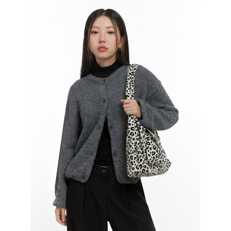 ComfyRound Neck Sweater Cardigan IN415