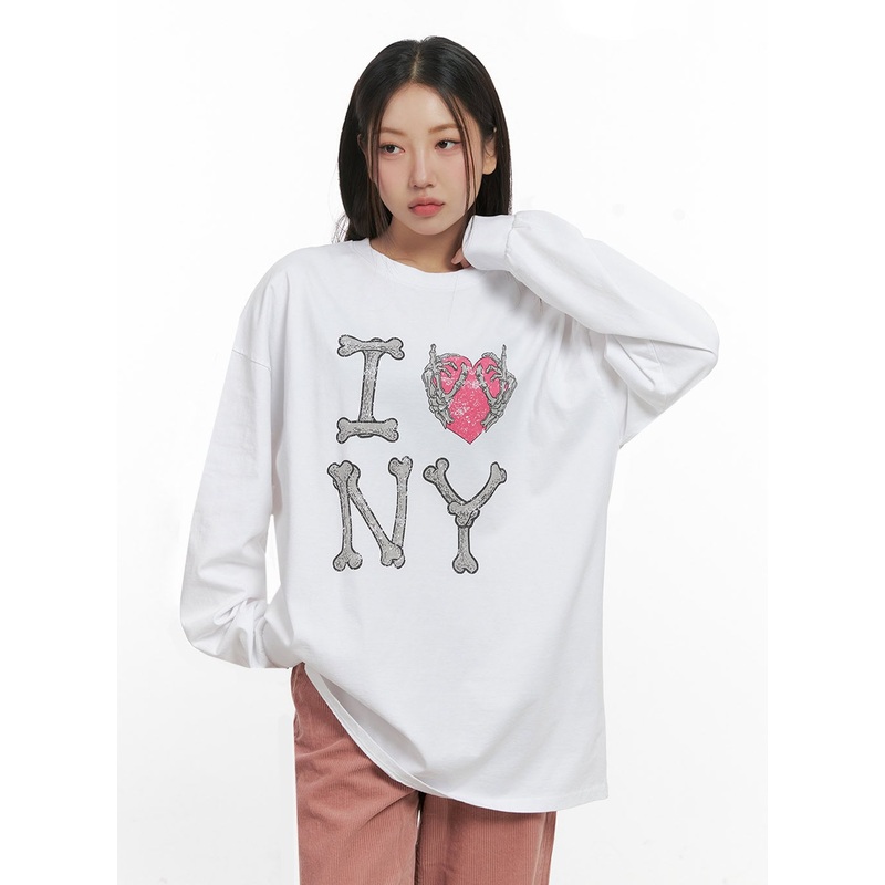 Cotton Graphic Oversize Cardigan IN415