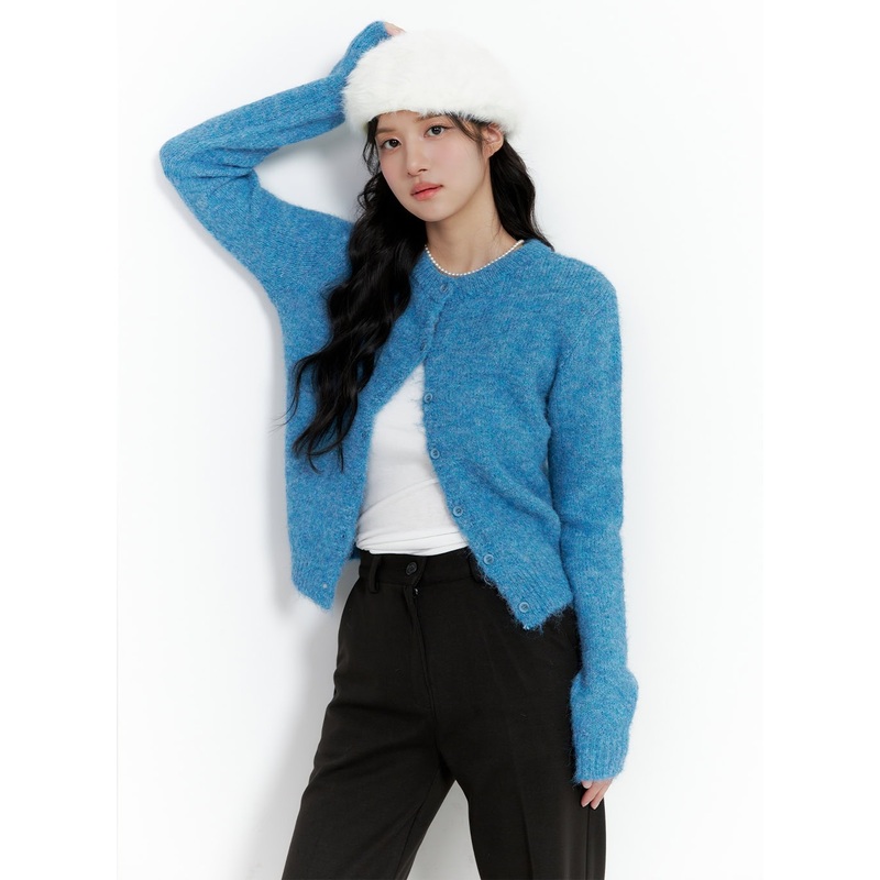 Cozy Buttoned Cardigan ON404|Blue|Light beige|Black|S/M