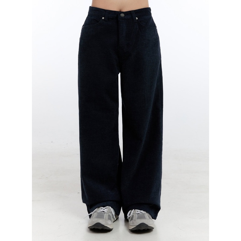 Dark Blue Relaxed-Fit Wide Leg Pants ON418