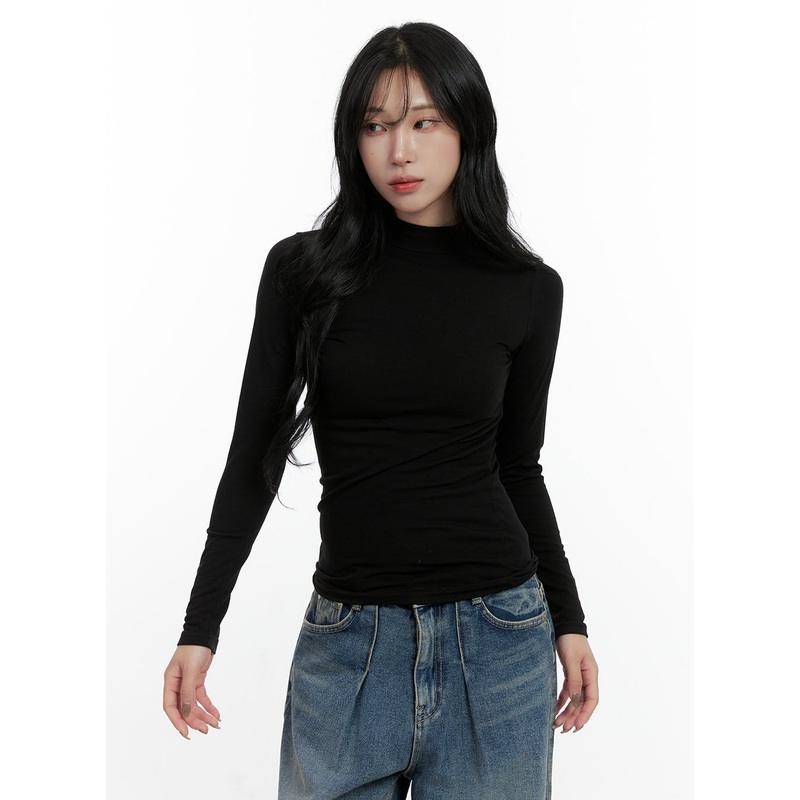 Elegant Solid Long Sleeve Tee CN408