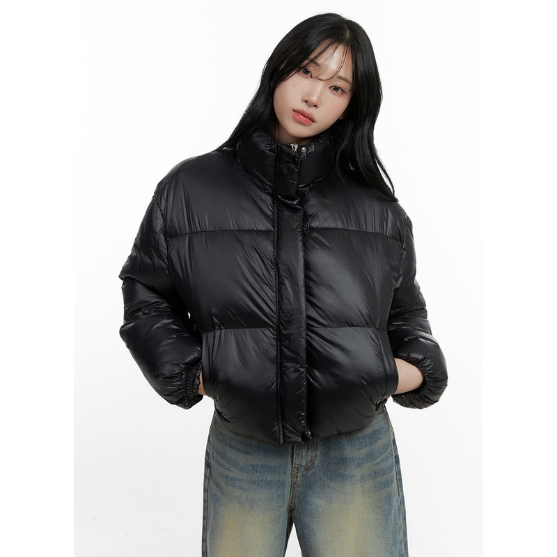 Glossy Crop Puffer Jacket CN407