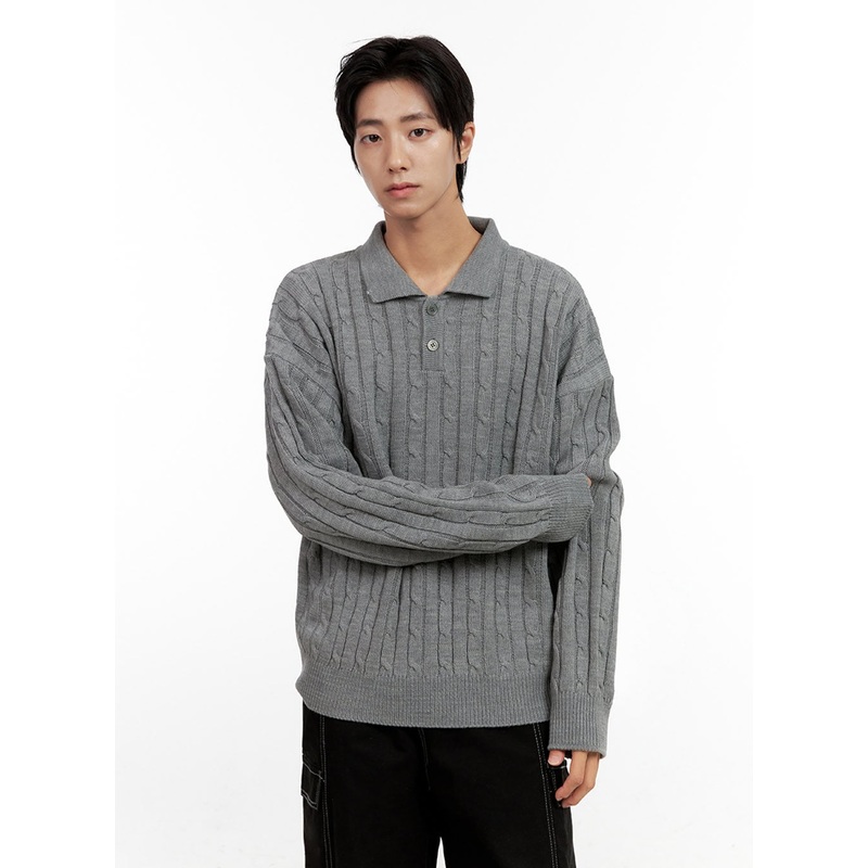 Men’s Cable Knit Buttoned Sweater IN411