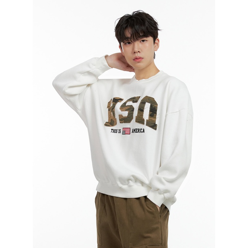 Men’s Camo Patch Crewneck Sweatshirt IN422