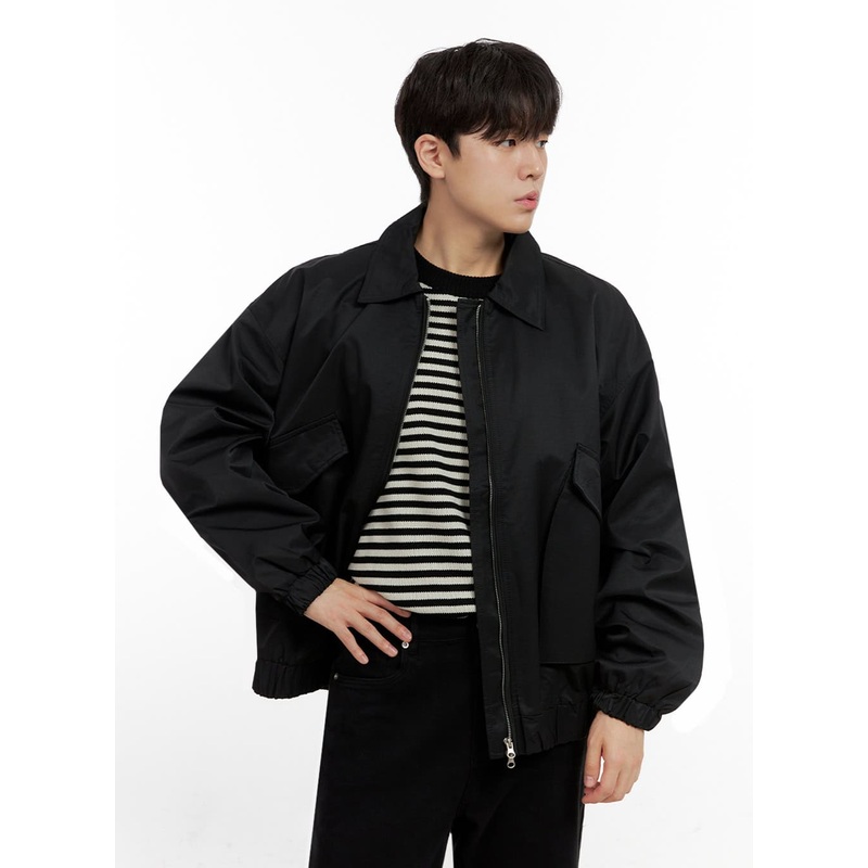Men’s Oversize Zip Up Polyester Jacket IN422