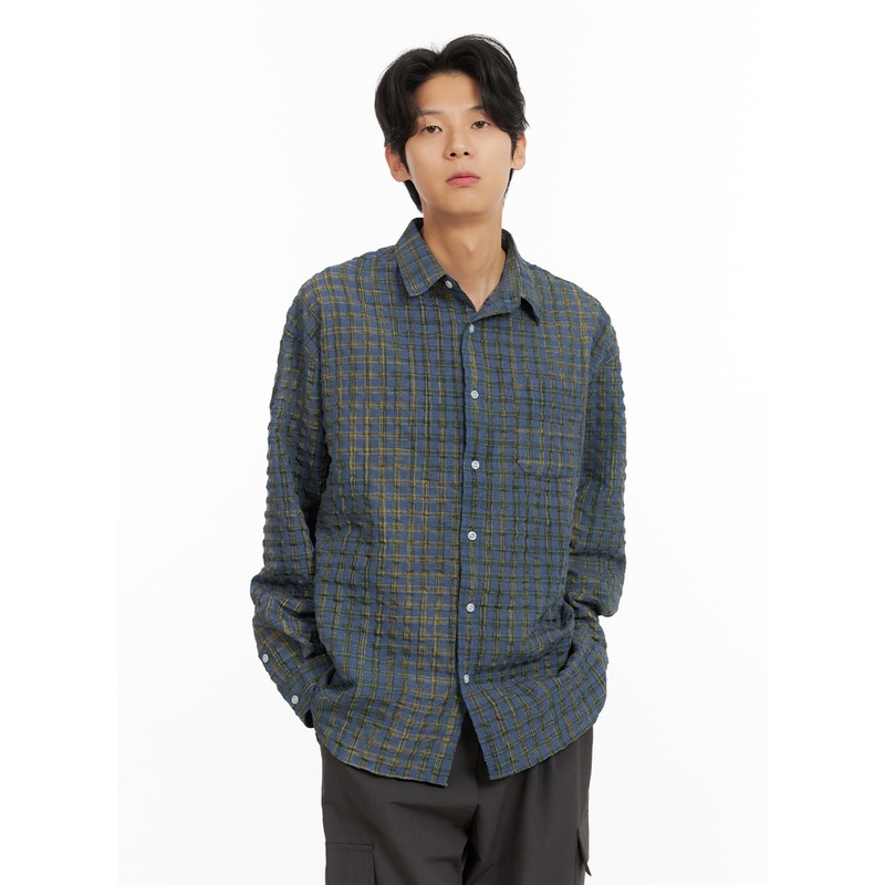 Men’s Plaid Textured Shirt IA402